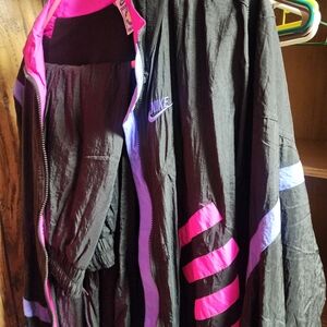 Nike Black Jacket with Pink & Purple Accent Stripes